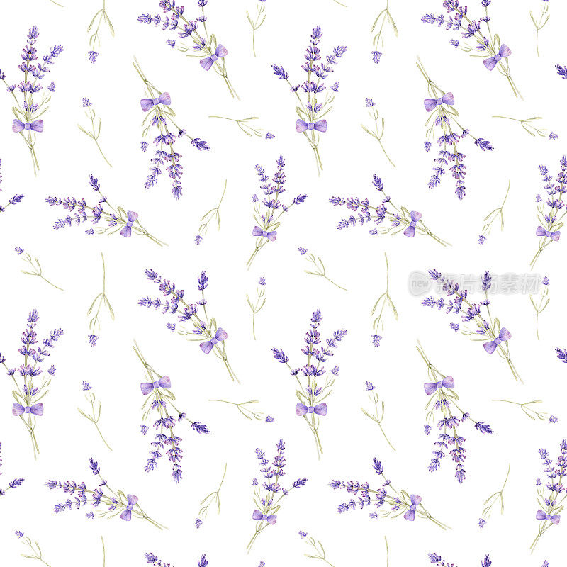 Watercolor lavender seamless pattern